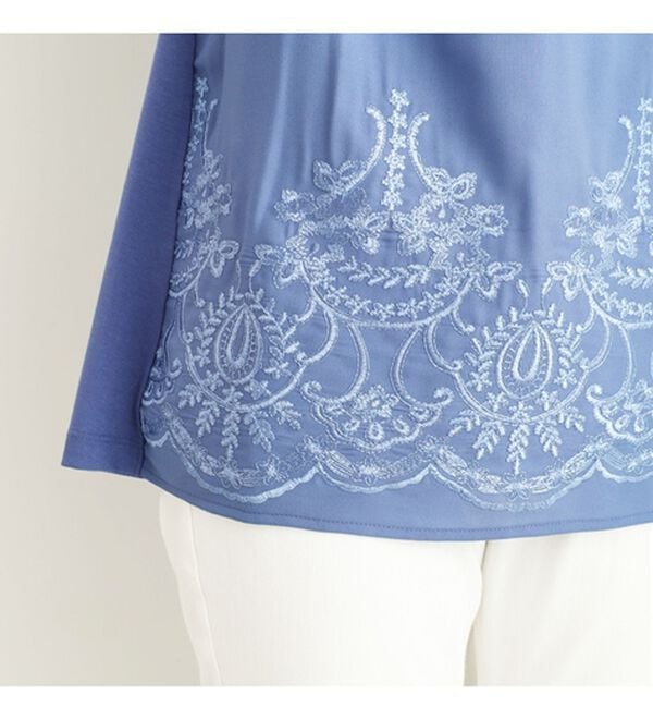 BELLUNA（ベルーナ）の「異素材切替裾刺しゅうチュニック（チュニック）」｜詳細画像