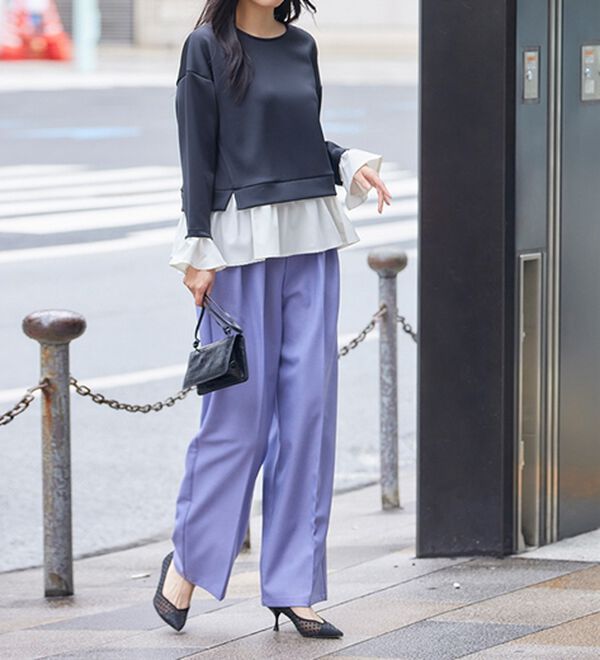 RANAN（ラナン）の「＜ＨＳ＞重ね着風配色フリルプルオーバー（カットソー）」｜詳細画像