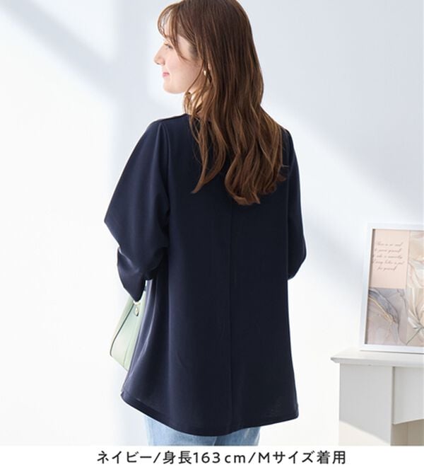 alotta（アロッタ）の「＜６つの機能付＞７分袖Ａラインフレアチュニックブラウス（チュニック）」｜詳細画像