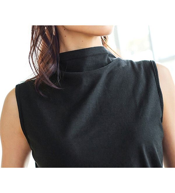 BELLUNA（ベルーナ）の「涼やか強撚綿１００％脇汗対策ハイネックタンクトップ（タンクトップ・キャミソール）」｜詳細画像