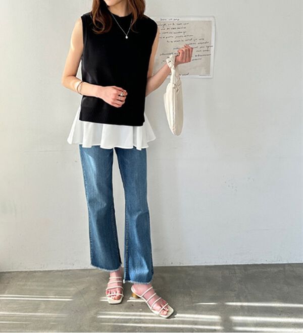 GeeRA（ジーラ）の「ペプラムタンク付ニットプルオーバー（アンサンブル）」｜詳細画像