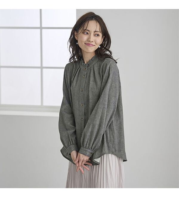 BELLUNA（ベルーナ）の「オーガニックコットンダブルガーゼブラウス（ブラウス）」｜詳細画像