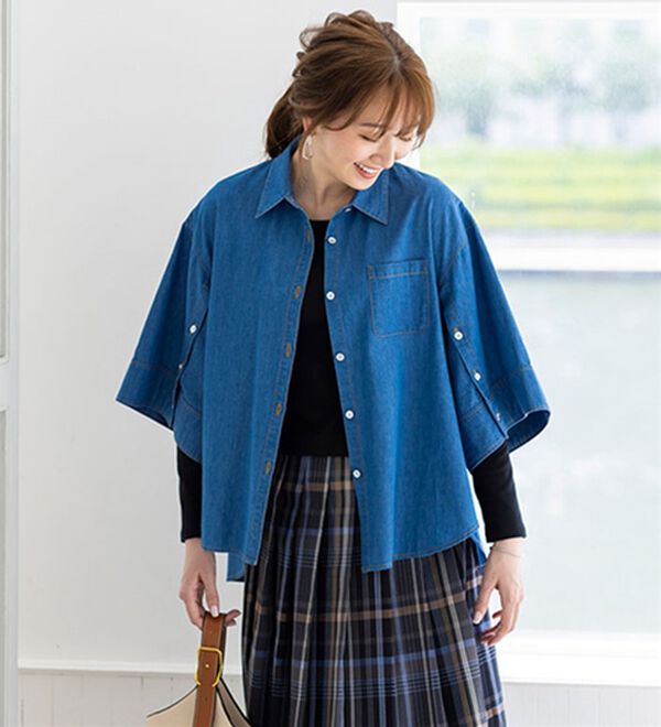 BELLUNA（ベルーナ）の「春の重ね着を楽しむ♪ボタンデザインデニムジャケット（その他ジャケット）」｜詳細画像