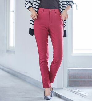 RANAN（ラナン）の「＋１０度素材！蓄熱保温裏起毛ストレッチスリムパンツ（フルレングスパンツ）」｜ラズベリー