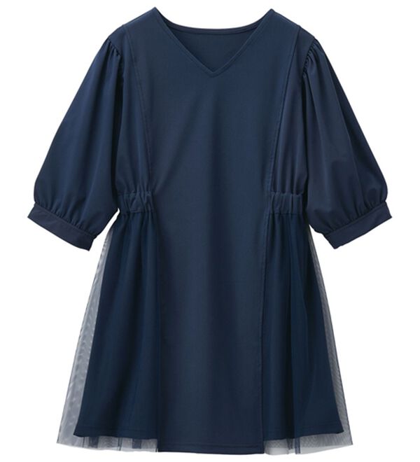 RANAN（ラナン）の「ひんやり！カットソー＆チュール切替チュニック（チュニック）」｜詳細画像