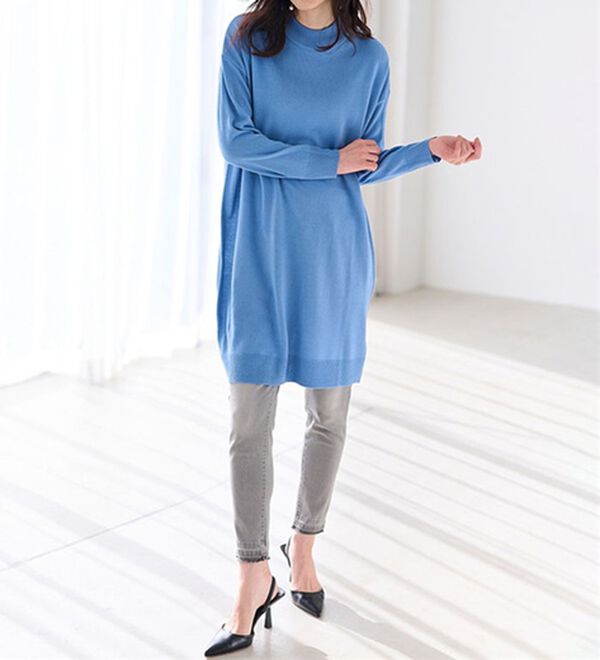 RANAN（ラナン）の「カシミヤタッチニットチュニックワンピース（チュニック）」｜詳細画像