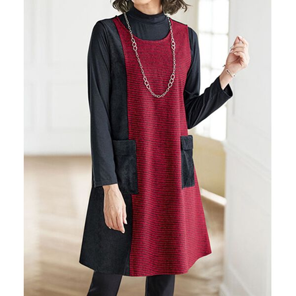 BELLUNA（ベルーナ）の「千鳥柄異素材切替ジャンパードレスアンサンブル（チュニック）」｜詳細画像