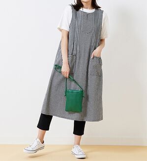 BELLUNA（ベルーナ）の「綿１００％ポケット付ピンタック使いワンピース（その他ワンピース）」｜ギンガムチェック