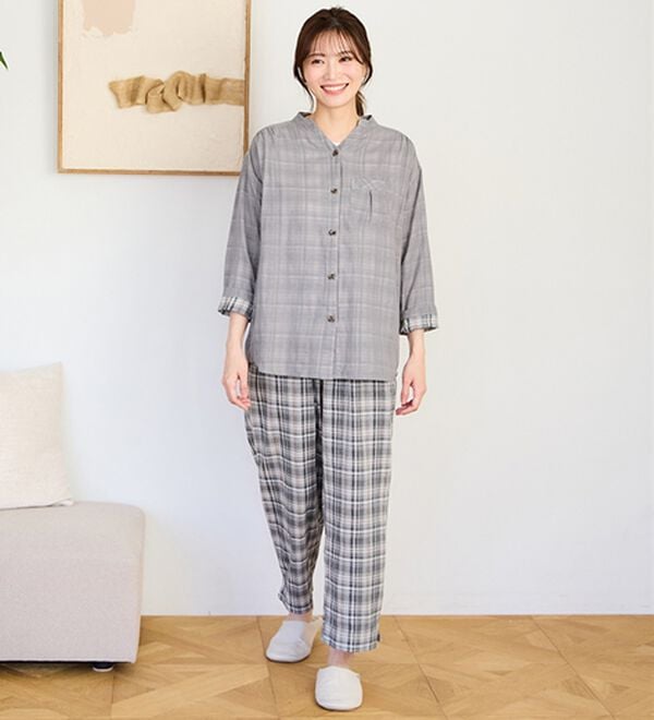 LAVIENNE（ラヴィエンヌ）の「【オーガニックコットン使用】綿１００％Ｗガーゼのルームパジャマ（パジャマ・ルームウェア）」｜詳細画像