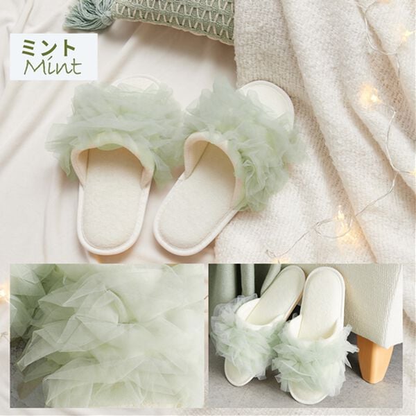 iellio（イエリオ）の「ミルフィーユフリルルームシューズ（スリッパ・ルームシューズ）」｜詳細画像