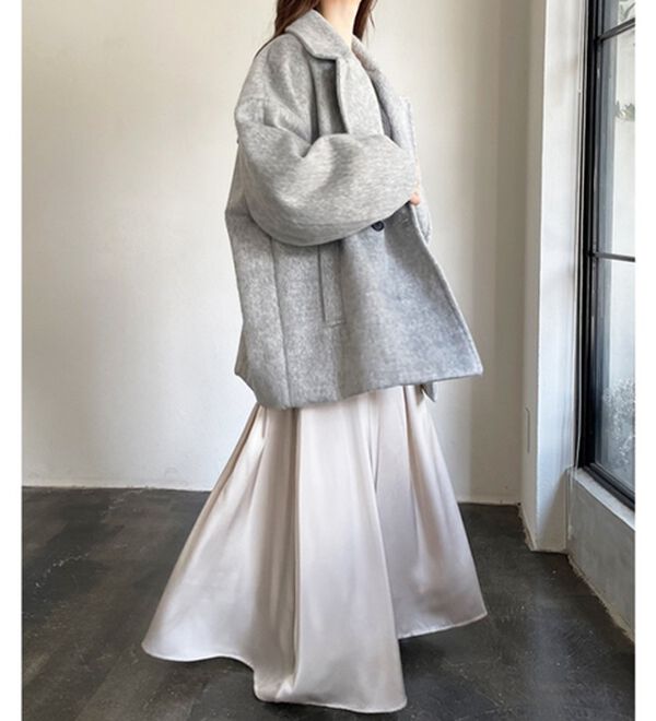 「【YOUING.】シャギーオーバーサイズミドルコート（ハーフコート）」｜詳細画像