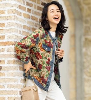 ルフラン（ルフラン）の「デニム切替えゴブランジャケット（その他ジャケット）」｜ブラウン系