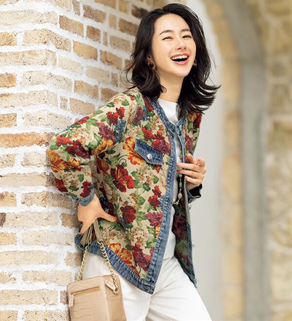 ルフラン（ルフラン）の「デニム切替えゴブランジャケット（その他ジャケット）」｜ブラウン系