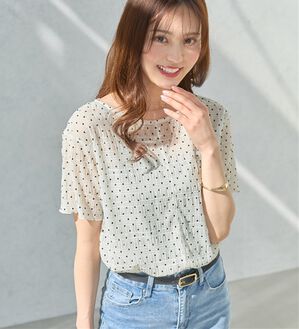 alotta（アロッタ）の「シアーシャーリングプルオーバー（カットソー）」｜オフホワイトドット