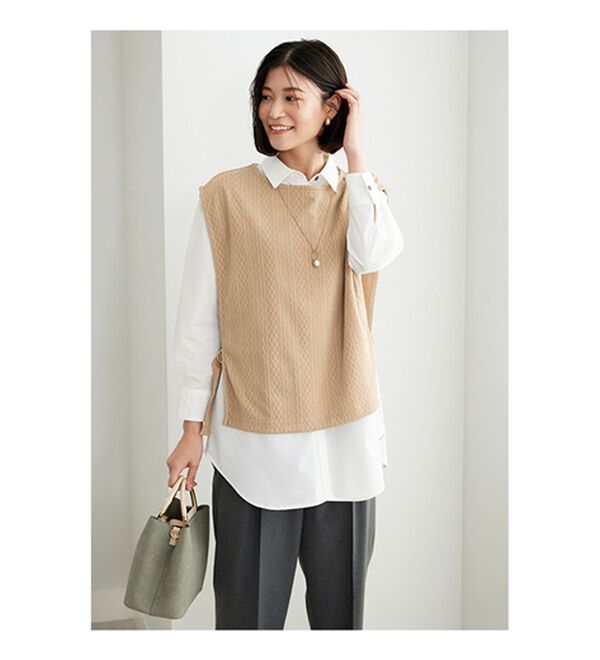 BELLUNA（ベルーナ）の「カットソージャカード素材ベストアンサンブル（アンサンブル）」｜詳細画像