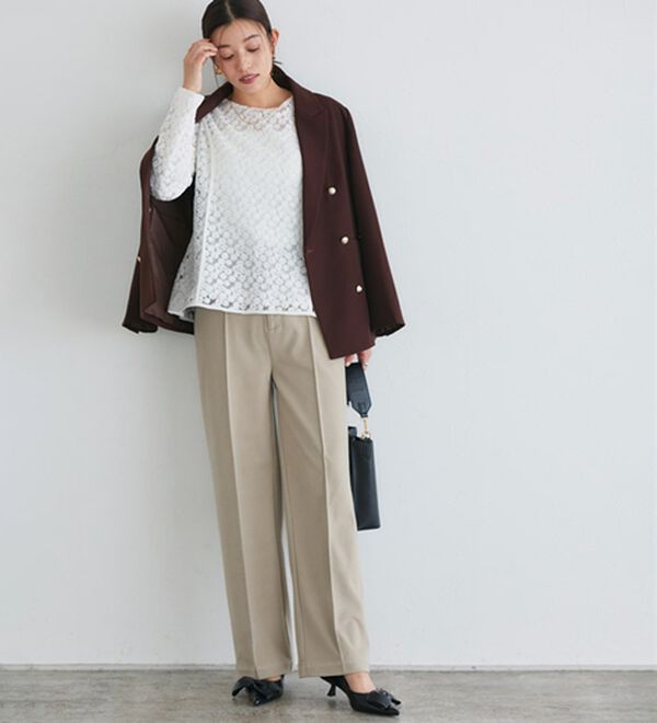 Pierrot（ピエロ）の「カシミヤタッチセミルーズストレートパンツ（フルレングスパンツ）」｜詳細画像