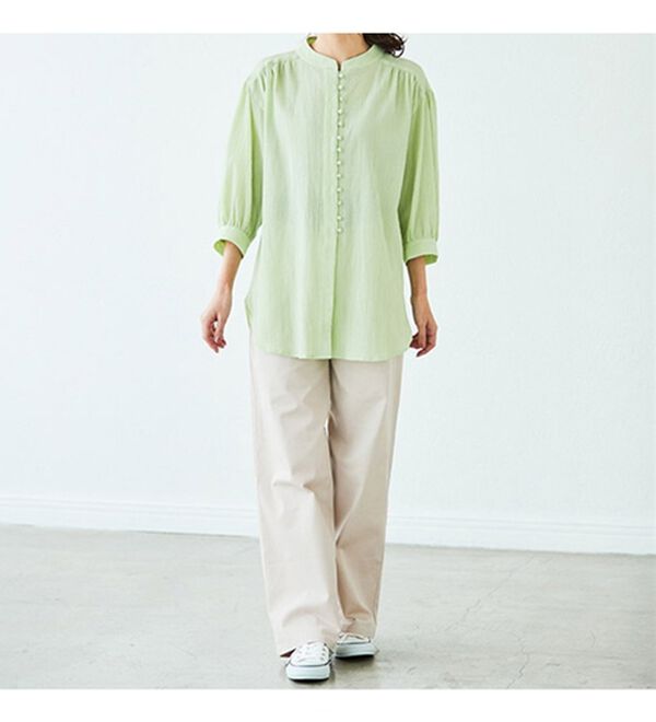 BELLUNA（ベルーナ）の「リサイクルコットンやわらか楊柳素材ブラウス（ブラウス）」｜詳細画像