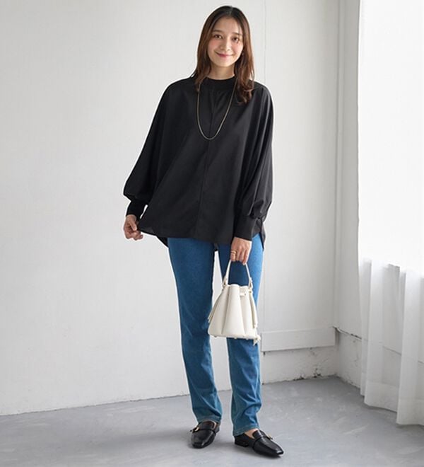 BELLUNA（ベルーナ）の「Ｔシャツ感覚なのにきちんとブラウス見え！カットジョーゼットプルオーバー（ブラウス）」｜詳細画像