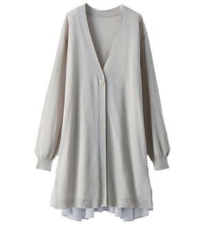 BELLUNA（ベルーナ）の「スタイルアップ！バックフレアカーディガン（ニットカーディガン）」｜ライトグレー