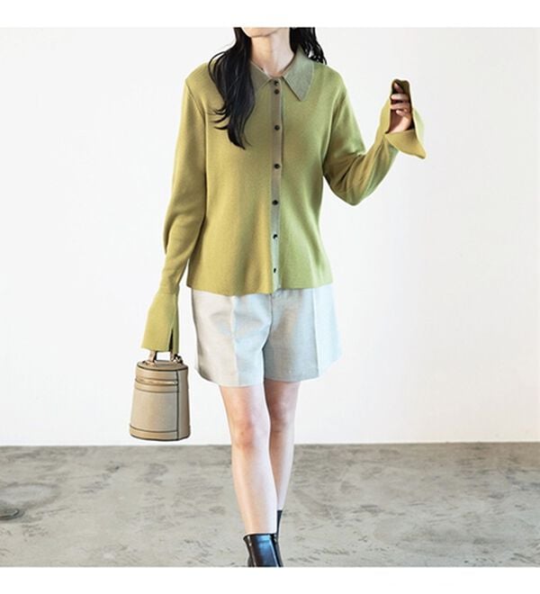 GeeRA（ジーラ）の「ポロ衿配色ニットカーディガン（ニットカーディガン）」｜詳細画像