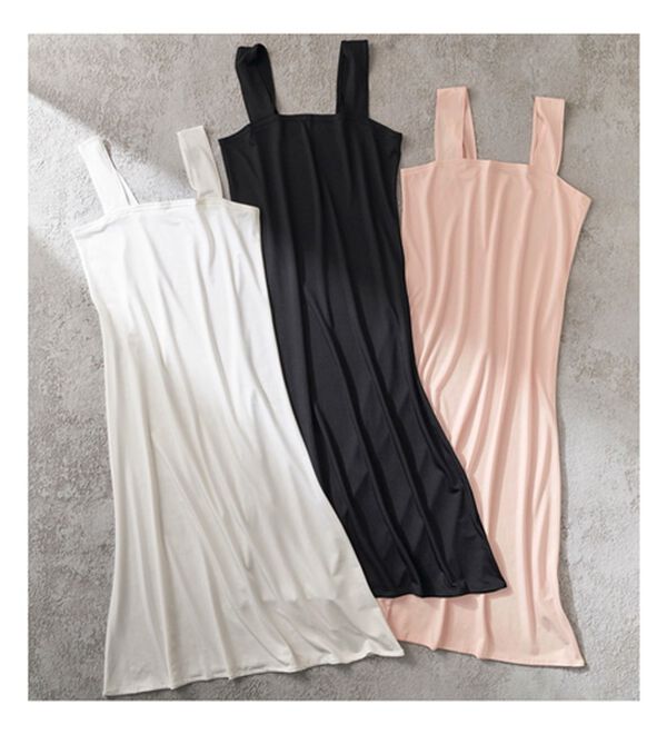 YU'NOW（ユナウ）の「ヒンヤリ冷感！【制菌】ブラ紐隠しのインナーワンピース（スリップ・ペチコート）」｜詳細画像