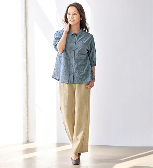 BELLUNA（ベルーナ）の「柔らか麻１００％イージーワイドパンツ（ワイドパンツ・ガウチョ）」｜詳細画像