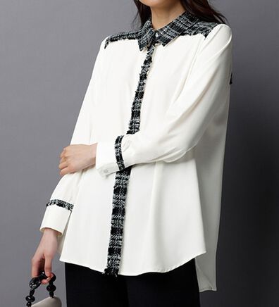 RANAN（ラナン）の「ツイード切替シャツブラウス（ブラウス）」