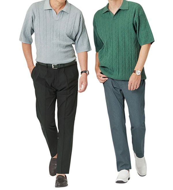 「【おじフェス着用】着映えニットポロ（メンズニット・セーター）」｜詳細画像