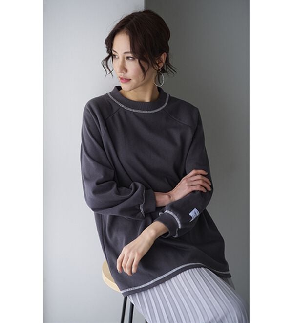 BELLUNA（ベルーナ）の「華奢見せ！しっかり綿混裏毛素材トレーナー（トレーナー・スウェット）」｜詳細画像