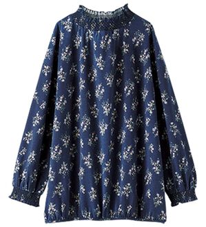 BELLUNA（ベルーナ）の「シャーリングデザインプリントブラウス（ブラウス）」｜ネイビー系花柄