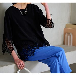 RANAN（ラナン）の「裾レース使いチュニック（チュニック）」｜ブラック