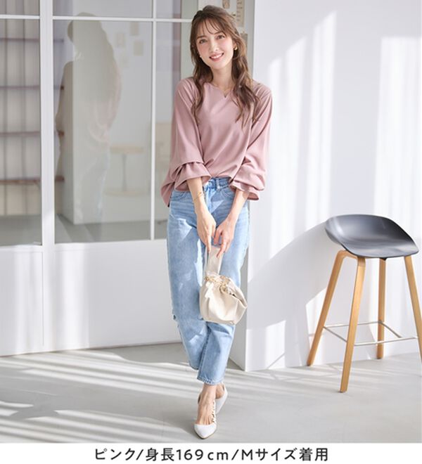 alotta（アロッタ）の「【裏起毛あり・なし】キャンディースリーブハートネックブラウス（ブラウス）」｜詳細画像