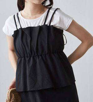 RANAN（ラナン）の「ダブルストラップドッキングワンピース（その他ワンピース）」｜オフ／ブラック