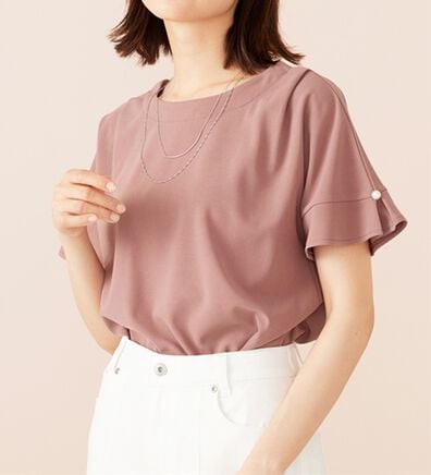 BELLUNA（ベルーナ）の「ジョーゼット素材袖パールブラウス（ブラウス）」