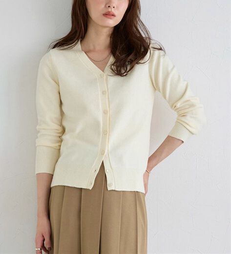 EPOCA エポカ ニット ロングカーディガン 40 アイボリー 花 モヘア