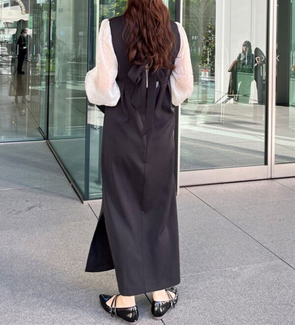 GeeRA（ジーラ）の「【オケージョン】バックリボンシアードット切替ワンピース（その他ワンピース）」｜詳細画像