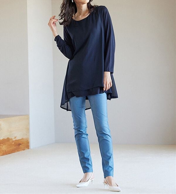 RANAN（ラナン）の「異素材切替フレアーチュニック（チュニック）」｜詳細画像