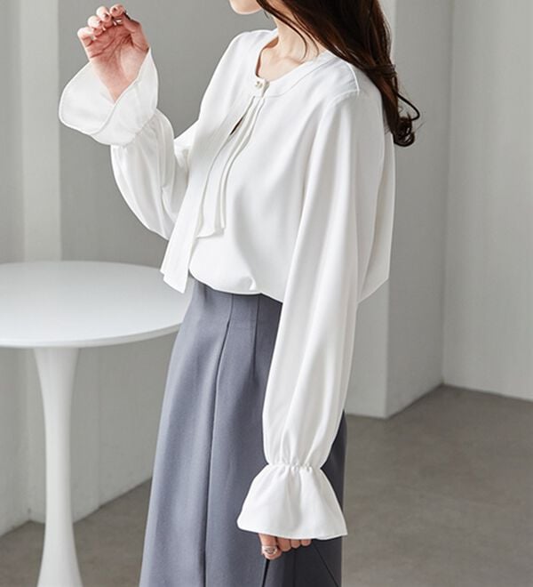 RANAN（ラナン）の「パール付きボウタイブラウス（ブラウス）」｜詳細画像