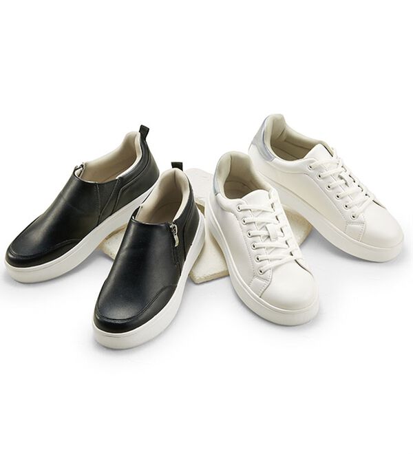 「【２足セット】サッと履けるコートタイプスニーカー（スニーカー）」｜詳細画像