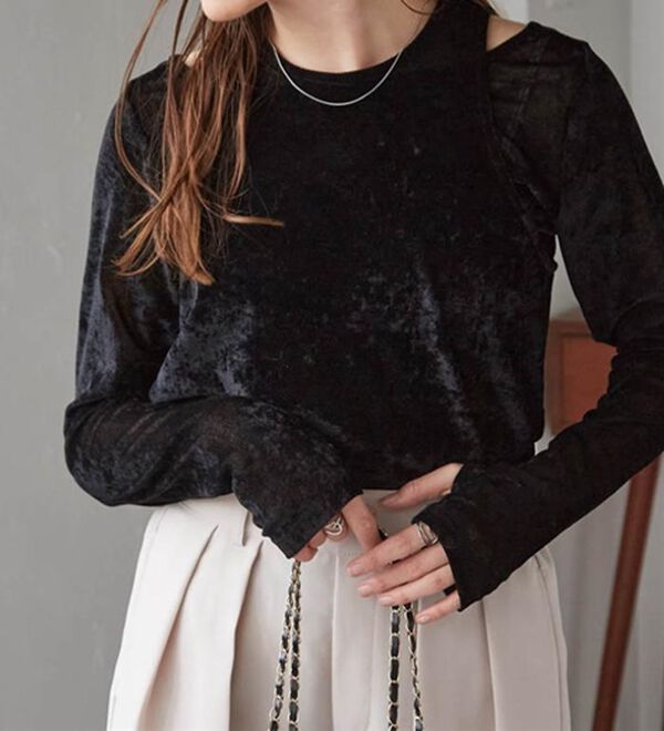 RANAN（ラナン）の「２ＷＡＹレイヤードシアーベロアトップス（カットソー）」｜詳細画像