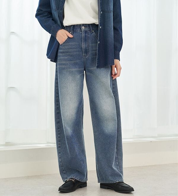 BELLUNA（ベルーナ）の「オシャレに見えるカーブデニムパンツ（ワイドパンツ・ガウチョ）」｜詳細画像