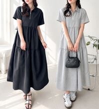 GeeRA（ジーラ）の「【サラッ軽】ティアードがお洒落なハーフジップワンピース（その他ワンピース）」