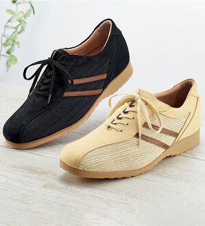 カナナ レザー DYLフィーカ ベージュ　31374 新品　またまた値下げ 日本製 メッシュレザーアップスニーカー - ベルーナ【公式】