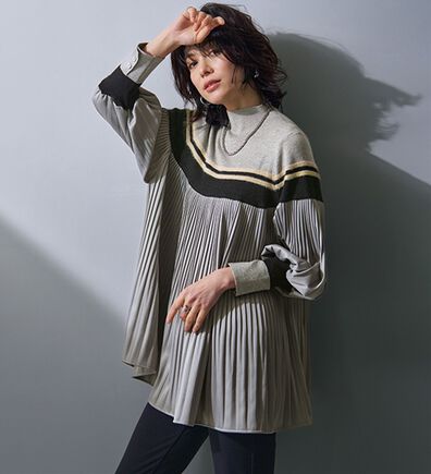 BELLUNA（ベルーナ）の「大人の可愛いゆったりニット&times;プリーツチュニック（チュニック）」