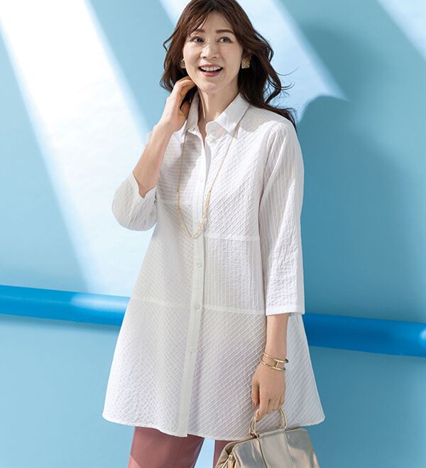 ルフラン（ルフラン）の「ピンタック素材切替シャツ（シャツ）」｜詳細画像