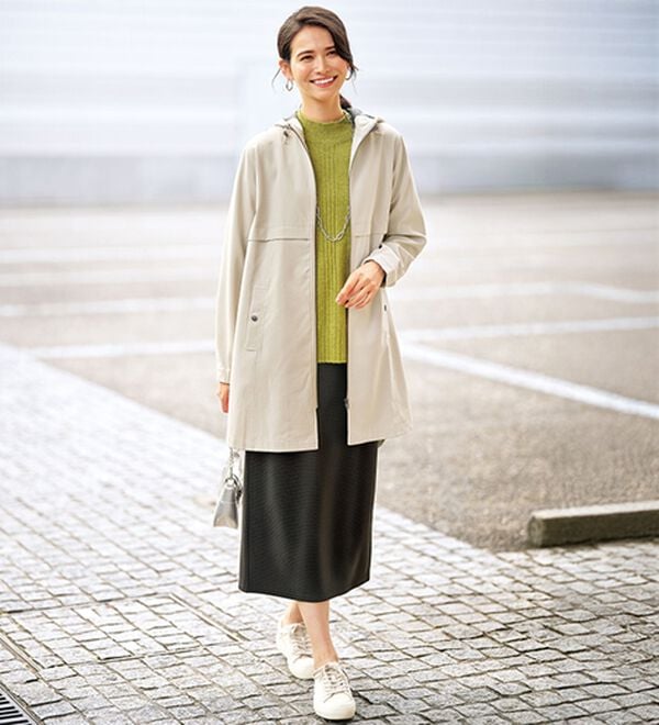 BELLUNA（ベルーナ）の「はっ水加工ボンディング素材ロング丈パーカー（ハーフコート）」｜詳細画像