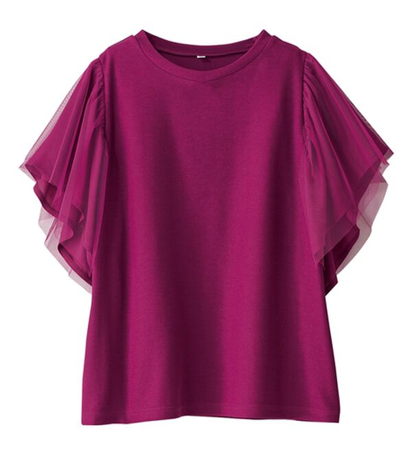 BELLUNA（ベルーナ）の「チュール使いフリル袖プルオーバー（カットソー）」｜詳細画像