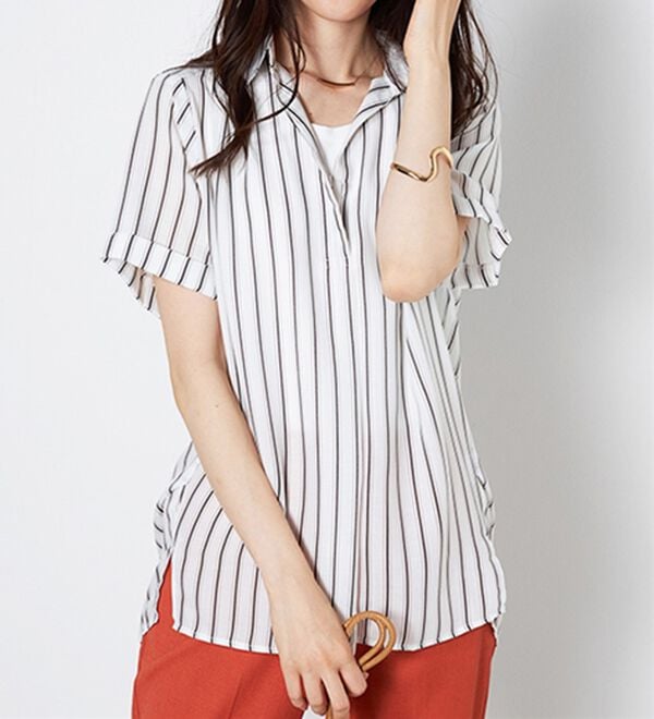 BELLUNA（ベルーナ）の「エアリーツイル裾タックシャツチュニック（チュニック）」｜詳細画像