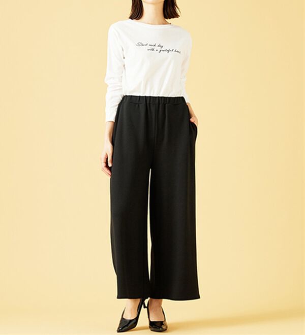 BELLUNA（ベルーナ）の「ウエスト楽々！キレイ見えワイドパンツ（ワイドパンツ・ガウチョ）」｜詳細画像