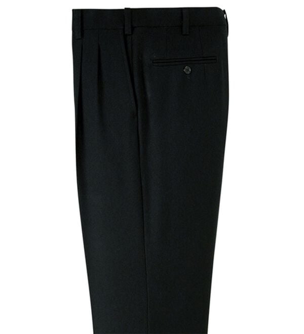 「裾上げ済ウエストストレッチスラックス　暖か裏地付（メンズスラックス）」｜ブラック